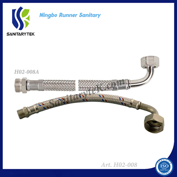 Stainless Steel Braided Flexible Hose with Elbow with Union Nut