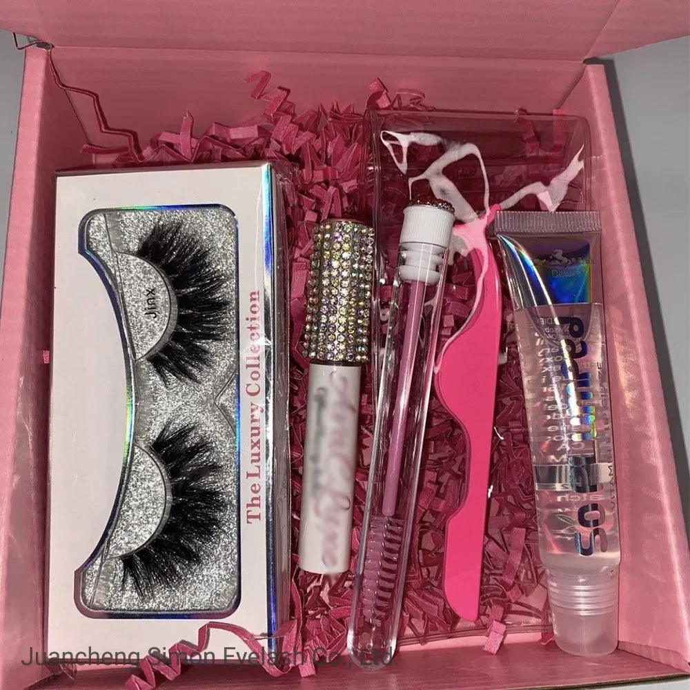 Wholesale 5D Mink Eyelashes 25mm Lashes Pink Glitter Custom Box