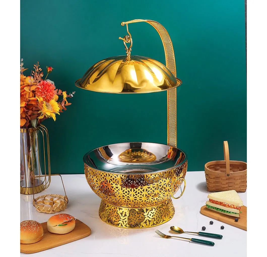 Decorative Hinged Lid Buffet Set Stove with Hanger Dome Cover