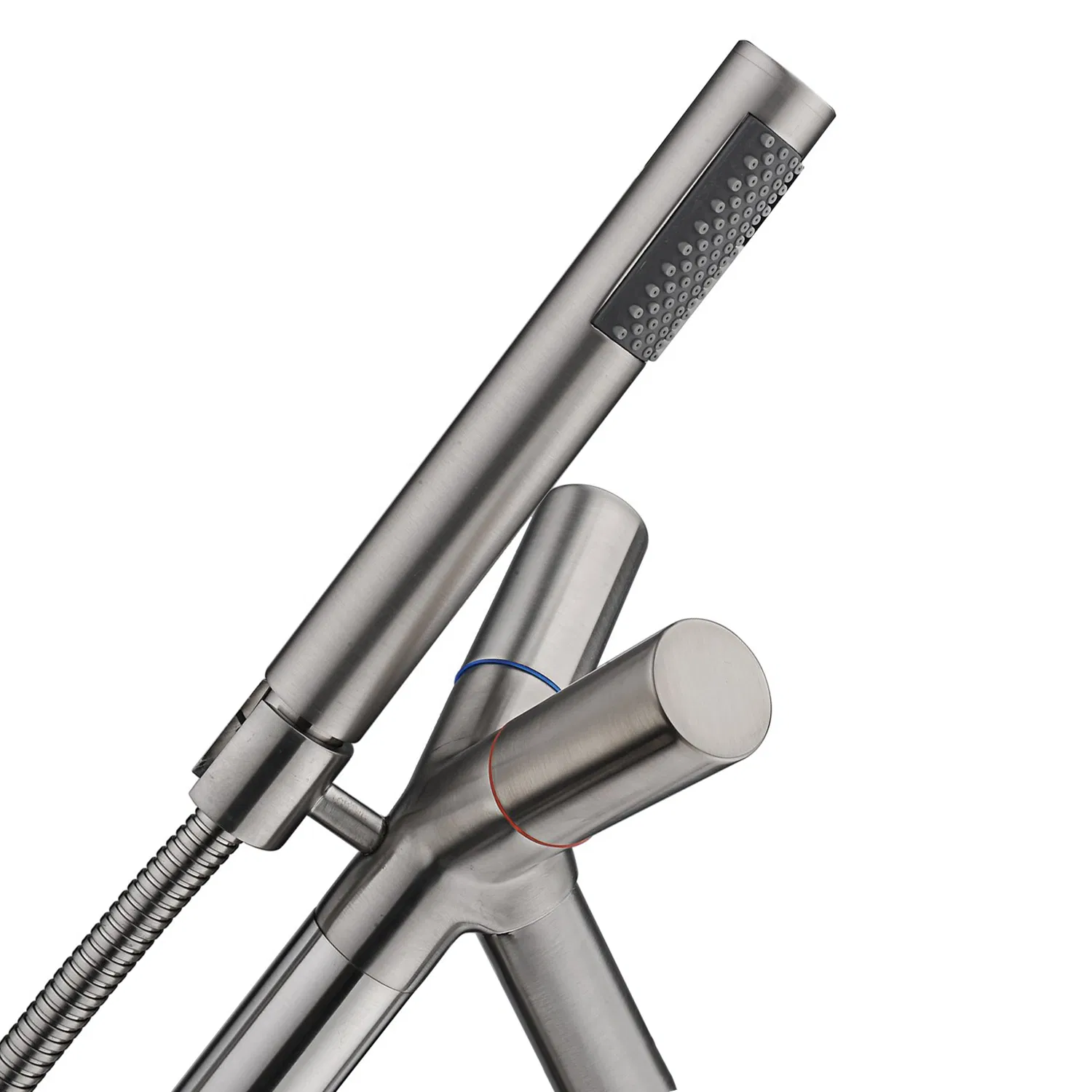 Hot Selling Modern Design Brushed Nickel Finished Bathroom Floor Stand Brass Bathtub Shower Faucet