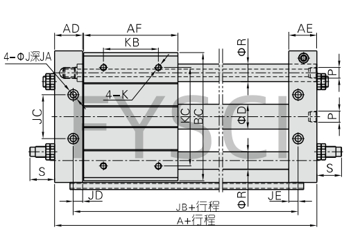 Пневмоцилиндр Airtec RMTL16X300S с магнитной муфтой