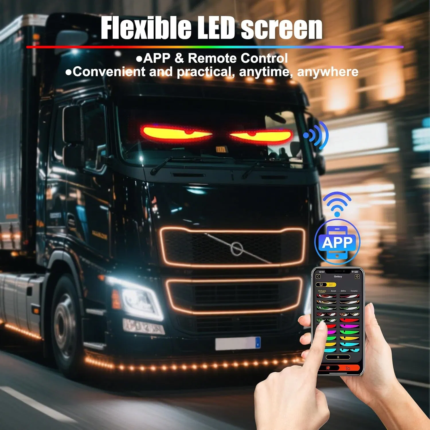 LED-фары «Глаз дьявола» для автомобилей и грузовиков, программируемая световая графика, управление по Bluetooth
