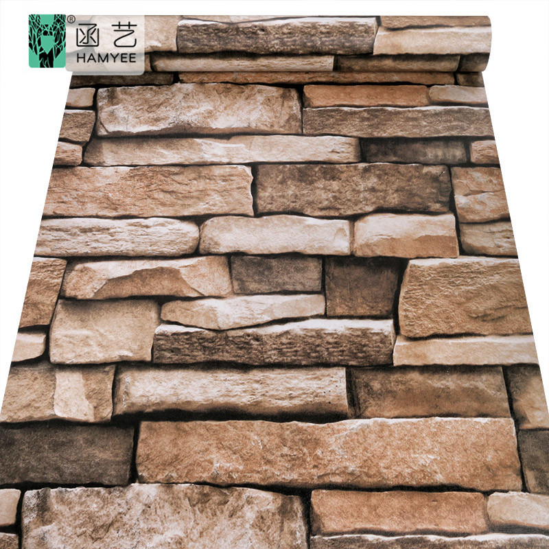 Factory Supply Cheap Stone Wall Paper Rolls 3D Brick PVC Self Adhesive Wallpaper