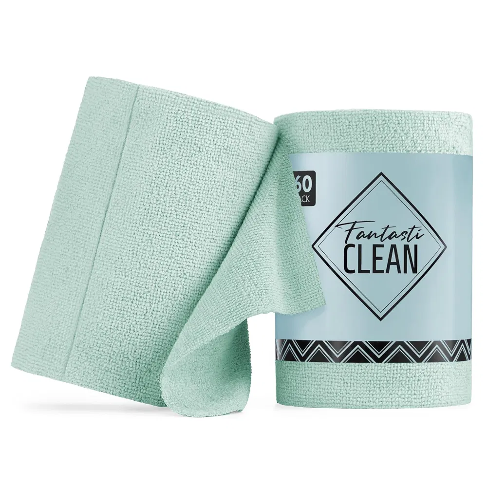 60pack 8X8 Inch Microfiber Roll Towels Tear-Away Paperless Towels Easy Use Reusable Washable Cloths for Pet Hair Cleaning