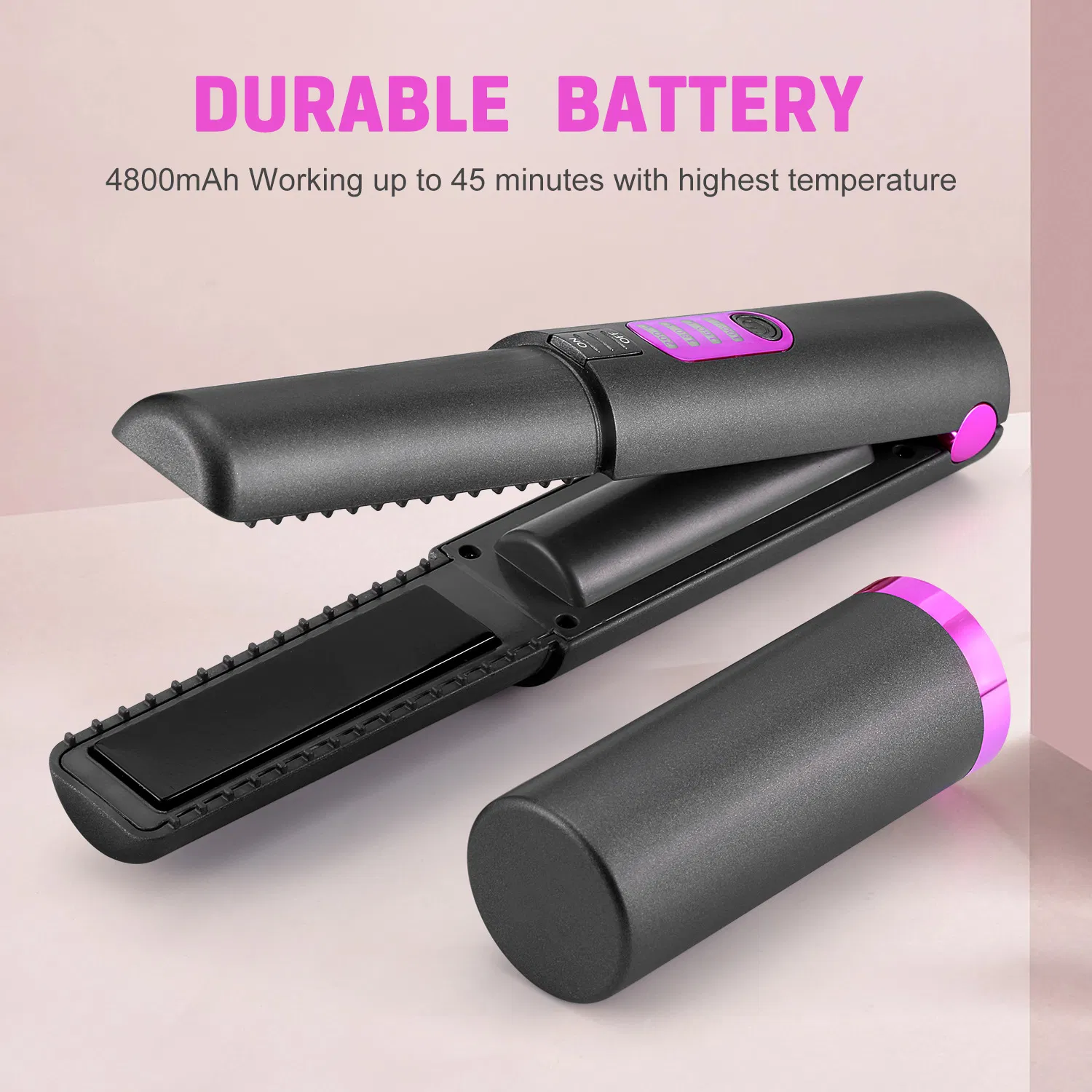The New Wireless Hair Straightening Rod Home Travel 4800man Portable Mini Two in One Hair Straightener Can Be Ctemperature Adjustment