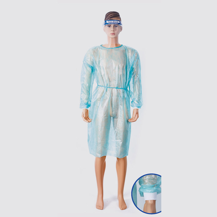 PP+PE Disposable Isolation Gown with Knitted Wrist Cuffs