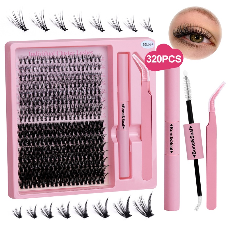 Custom Fluffy DIY Lash Kit Wholesale Eyelash Cluster Bond and Seal