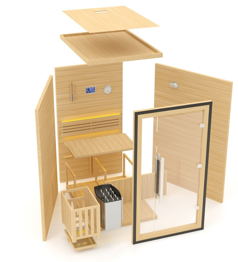 Домашняя сауна из массива дерева с парогенератором