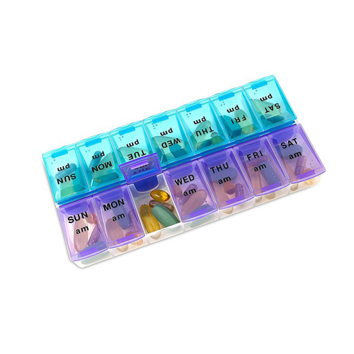 Custom Plastic Weekly 7 Days Pill Box Wholesale Promotional Portable Pill Dispenser Pill Organizer for Medicine Storage