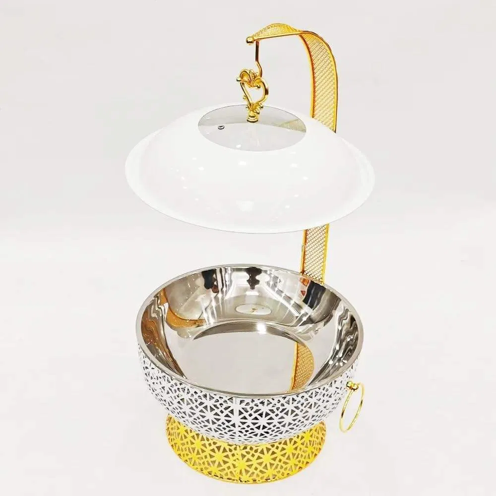 Big Size New Gold Plated Stainless Steel Buffet Stove Hotel Insulated Vegetable Stove