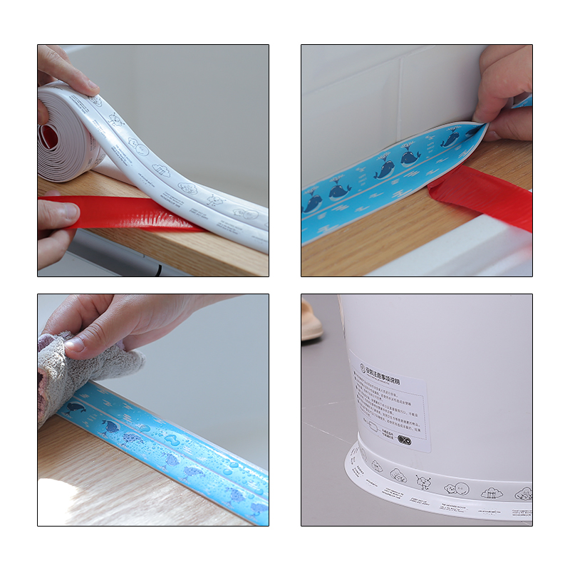 Tobs Caulk Tape Caulking Tape Sealant Strip White Caulk Tape Waterproof Self Adhesive Bathroom Tape Shower Bathtub Toilet Caulk Strip with Sealing Tool