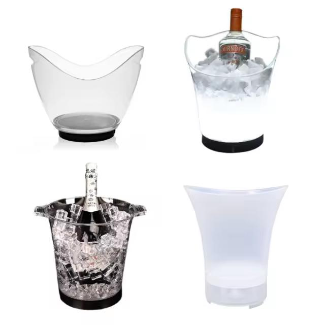 Factory Directly Sell Eco-Friendiy Plastic Transparent 5L Ice Bucket Wine Beer Ice Bucket Beverage Tubs Ice Buckets for Crystal Head Reyka Samuel Adams