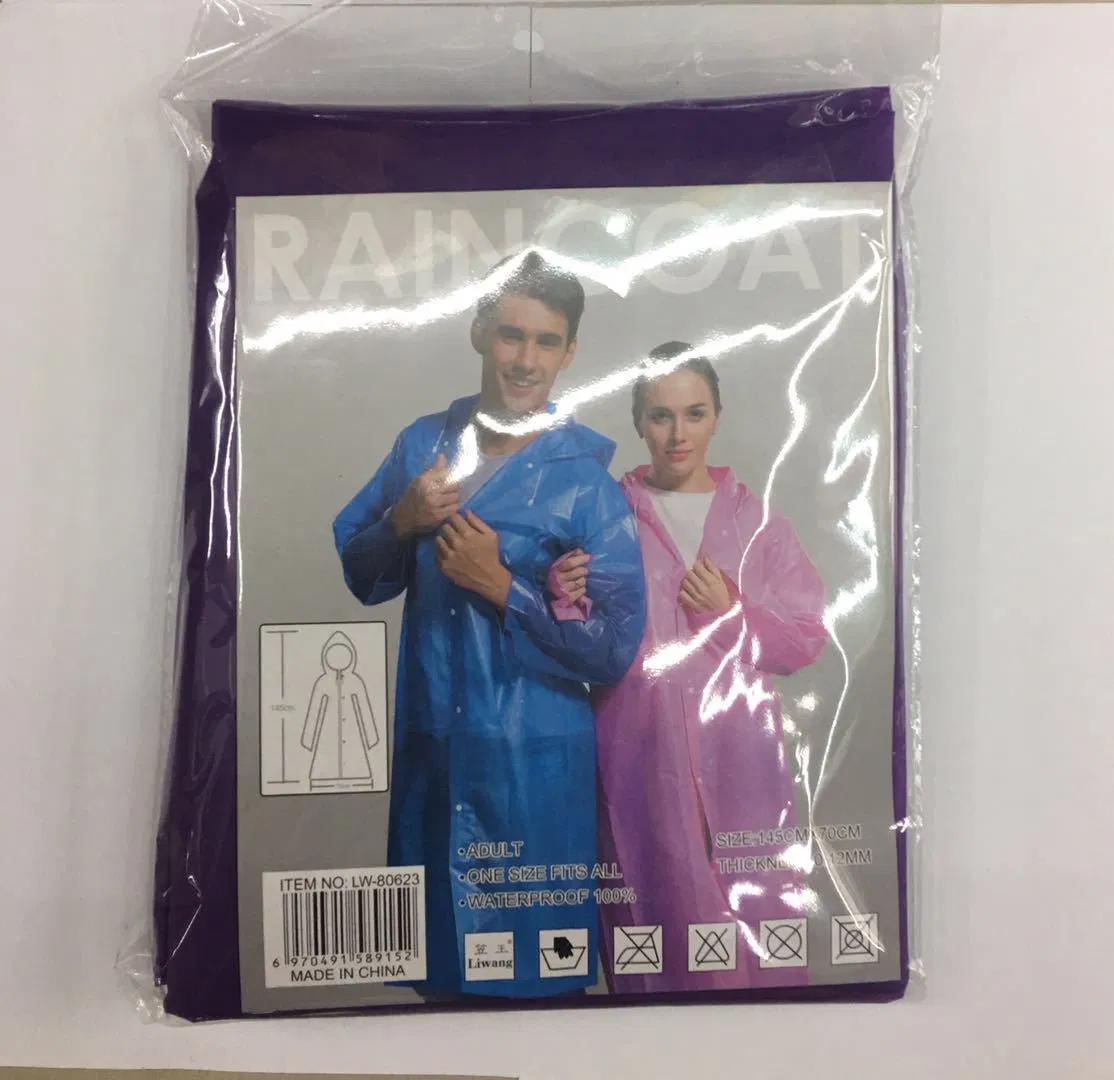 Waterproof Clothing Outdoor Sports Work Wear PEVA 130g Rainwear Advertising Poncho Blue Raincoat with Logo Printing