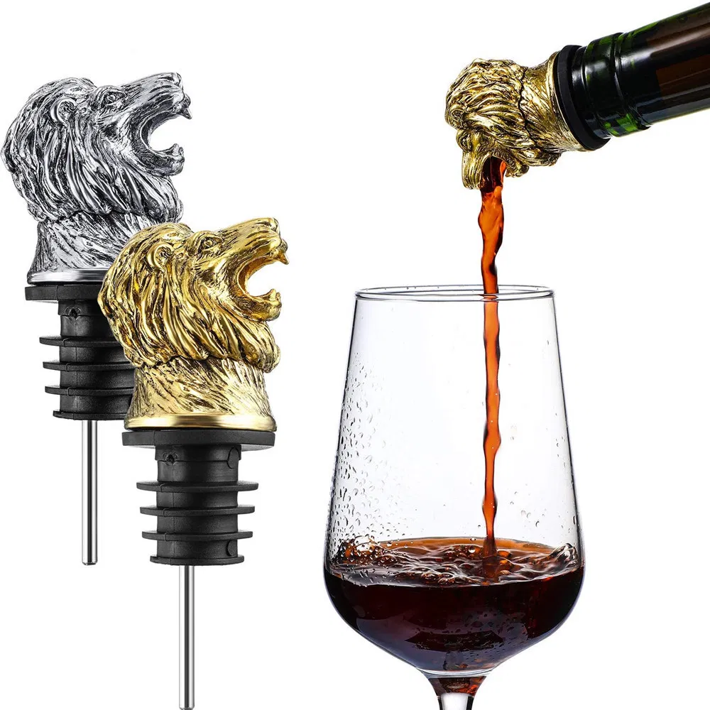Lion Head Wine Bottle Pourer Stainless Steel Animal Wine Pourer