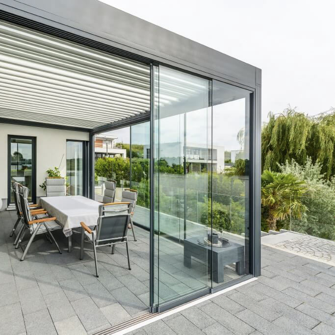 Durable Aluminum Glass Pergola and Canopy Structure