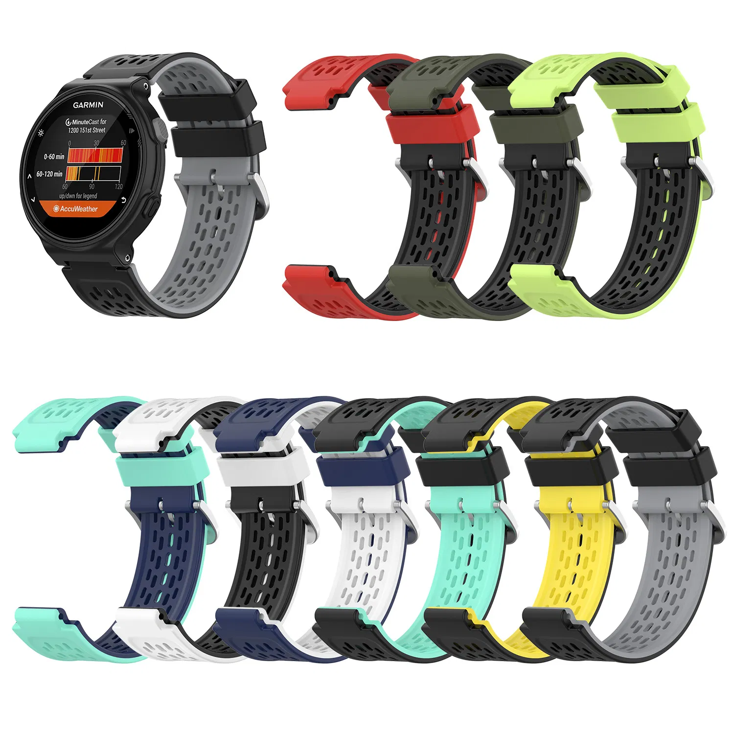 Suitable for Garmin Approach S2 S4 Garmin Vivoactive Dual Color Replacement Silicone Wrist Strap Buckle