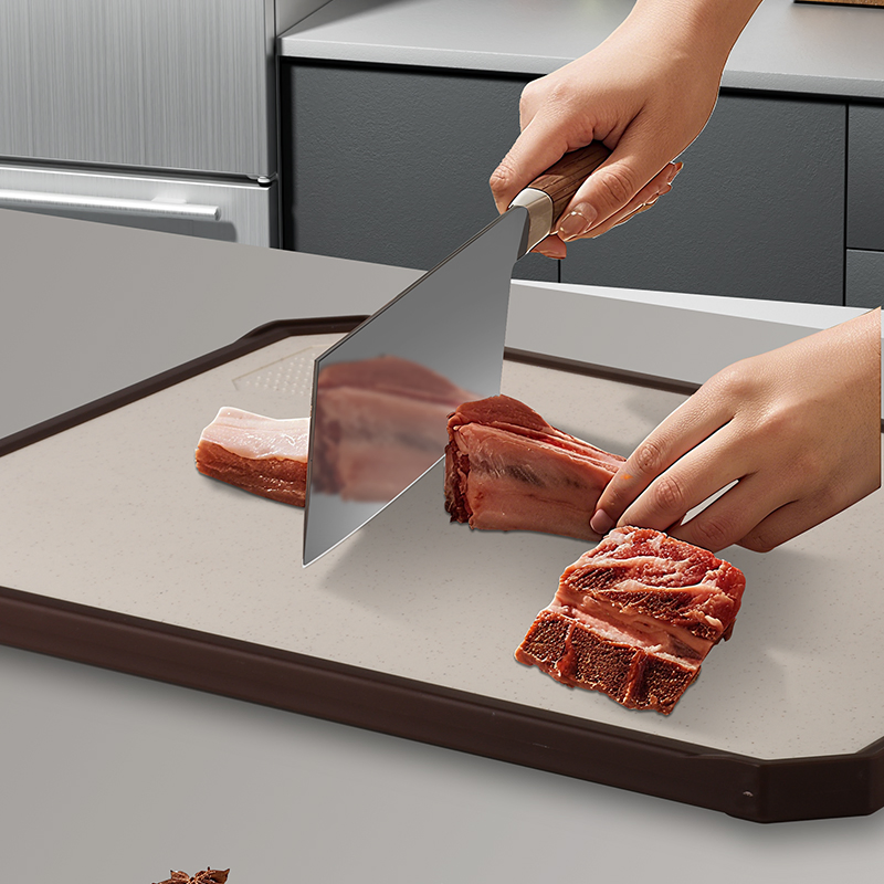 Customized Pure Titanium Double-Sided Antibacterial Mildew-Proof Cutting Board with Red Handle