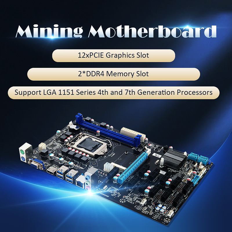 Support 12 GPU Pcie Slot Mining Motherboard