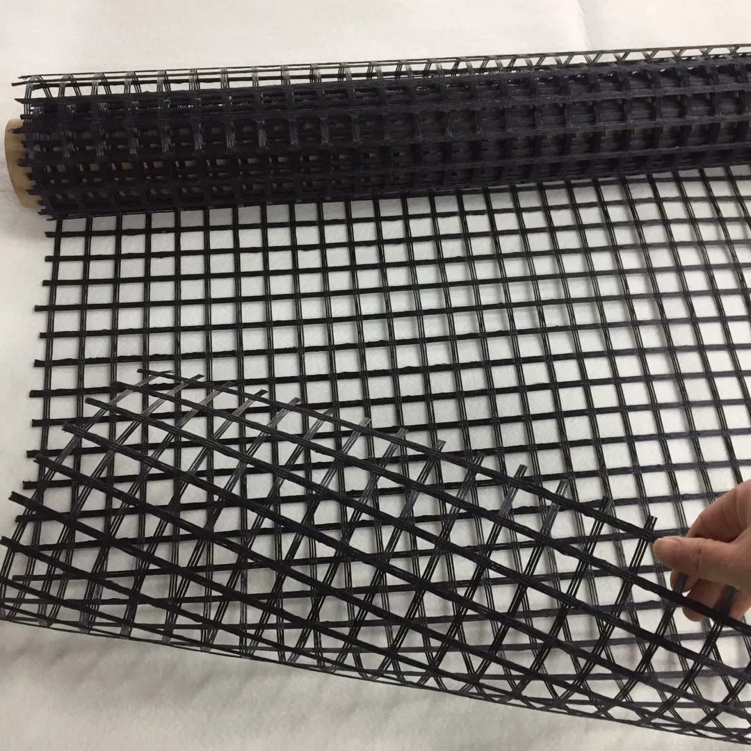 100kn Warp Knitted Biaxial Polyester Geogrid with PVC Coating