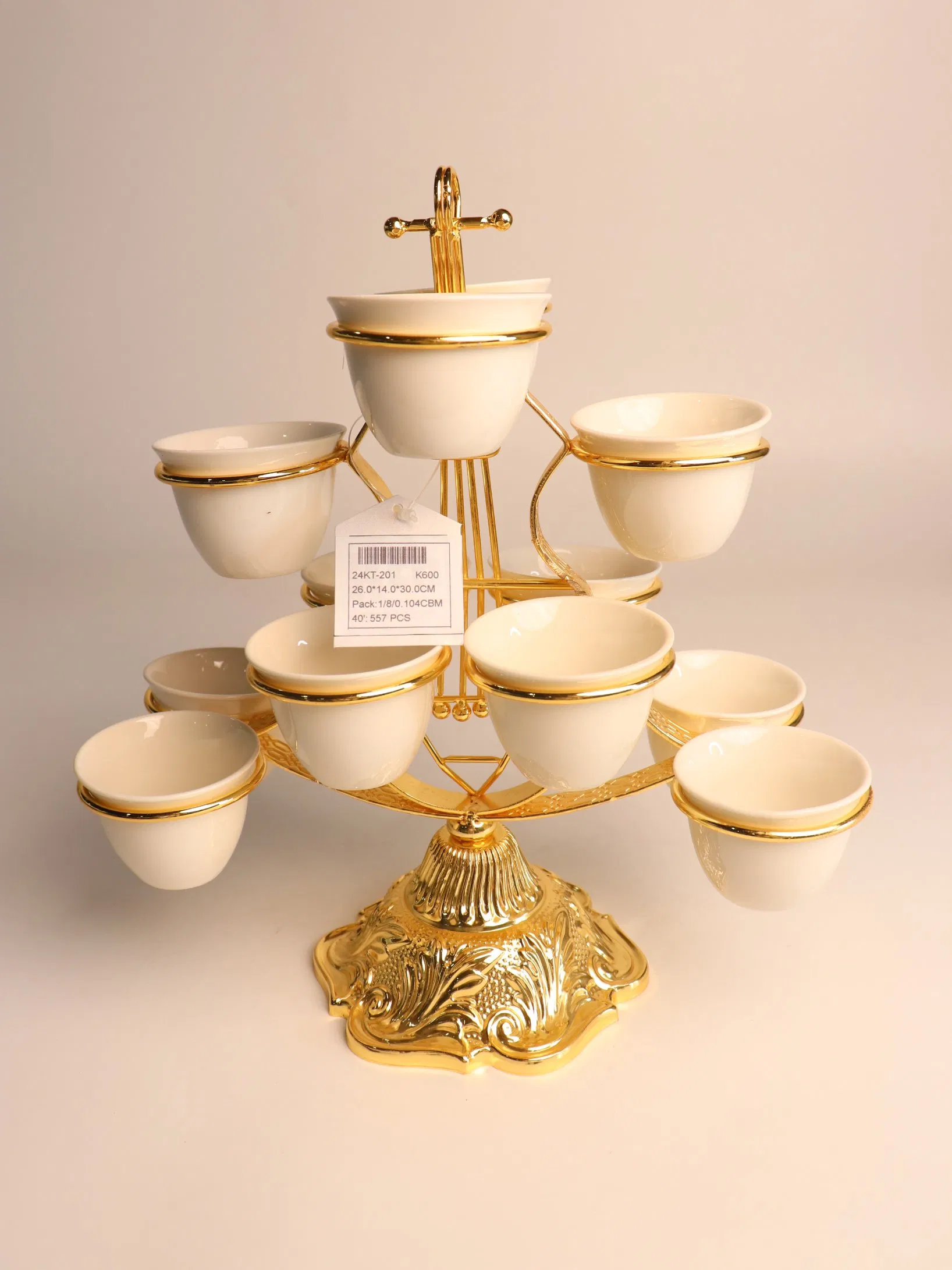 New High-End Gold-Plated Iron Strip with 12 Ceramic Cups