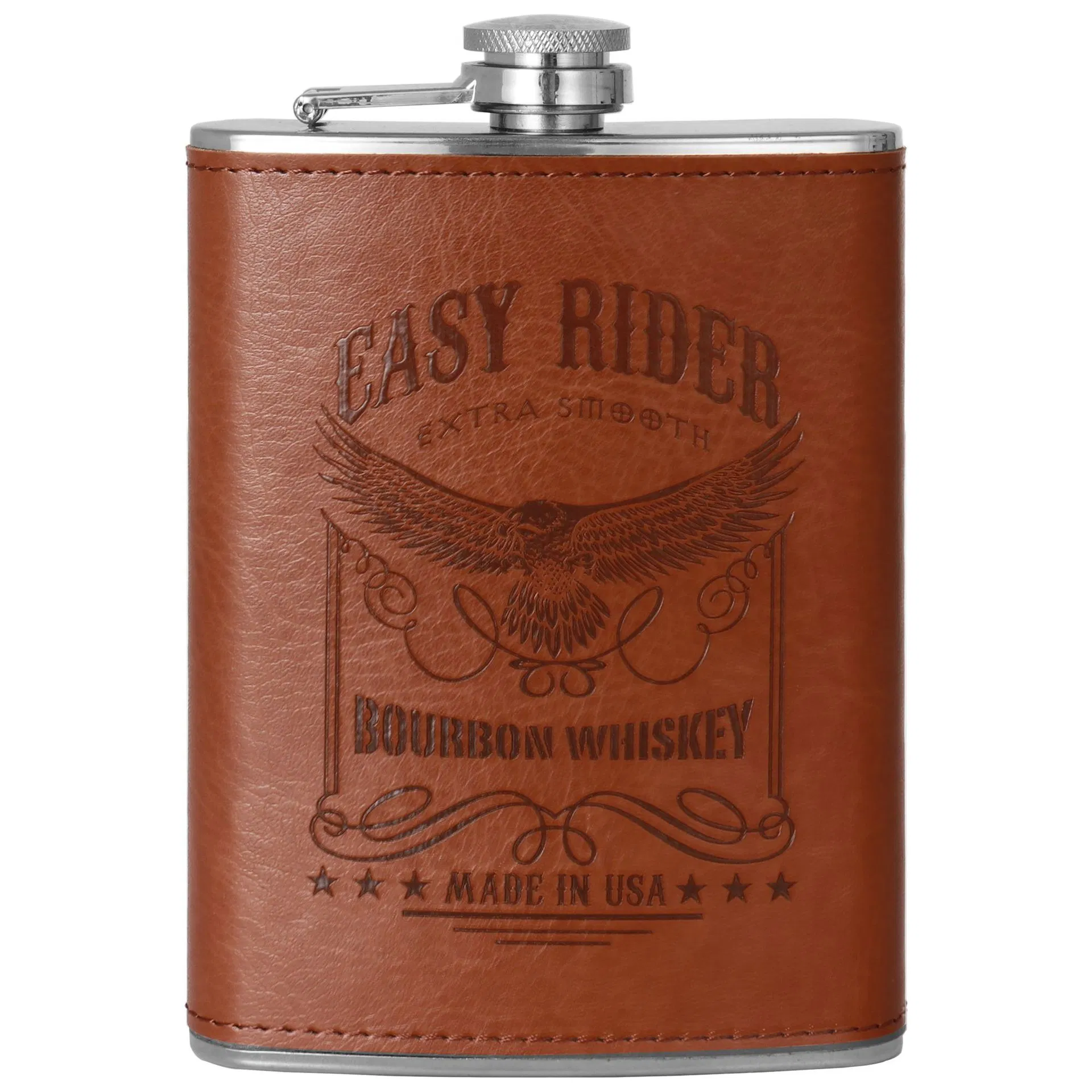Men′ S Hip Flask for Liquor 304 Stainless Steel Flask PU Leather Wraped