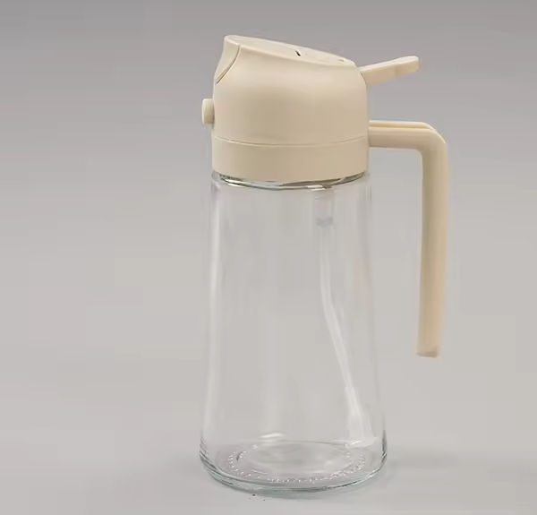 Ready-to-Stock Multifunctional Glass Oil Bottle with Pourable Sprayer for Kitchen Supplies, Push-Type Sprayer Without Oil