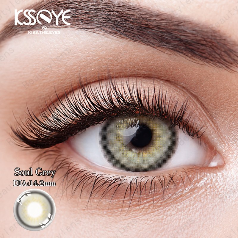 Soul Grey Series 14.2mm Lightweight and Comfortable Monthly Color Contact Lenses for Eyes Correction