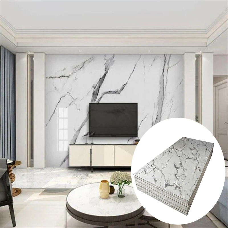 Interior Home Decor Golden Metallic High Glossy PVC Wall Panel Board UV Marble Sheet