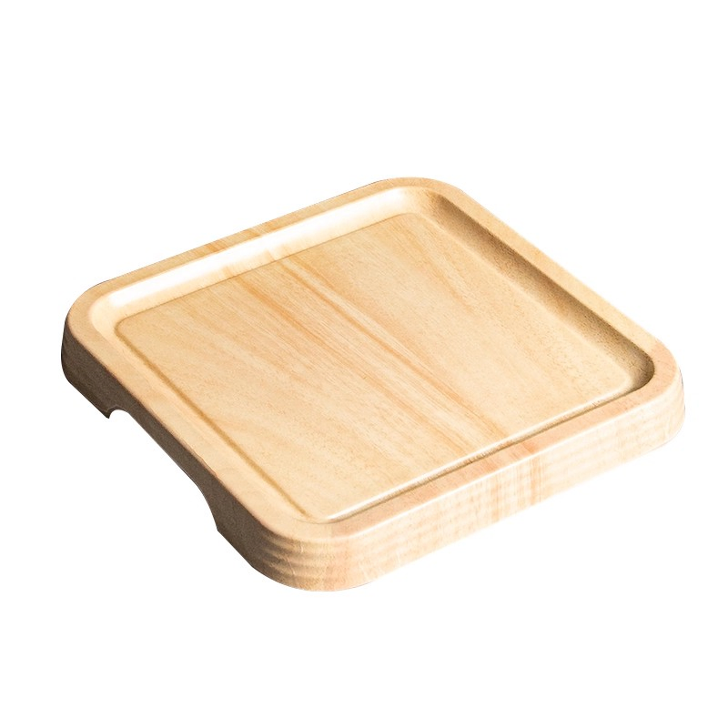 Customizable Melamine Square Serving Tray Set in Wooden Finish