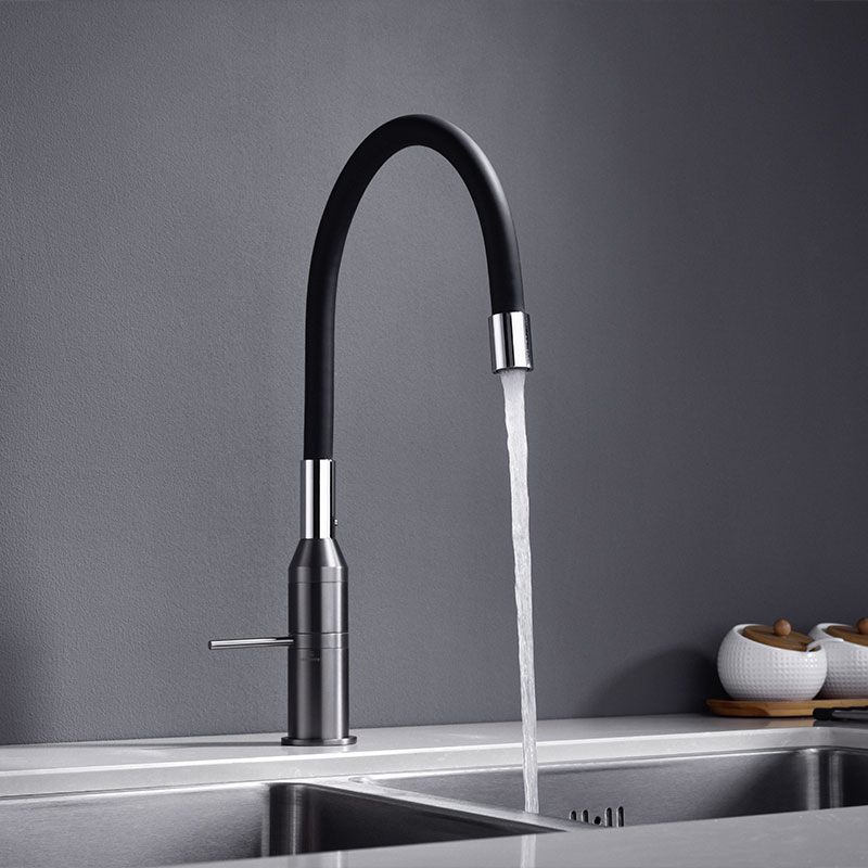 Brass Robinet Cuisine Kitchen Sink Faucet with Flexible Silicone Hose Deformable