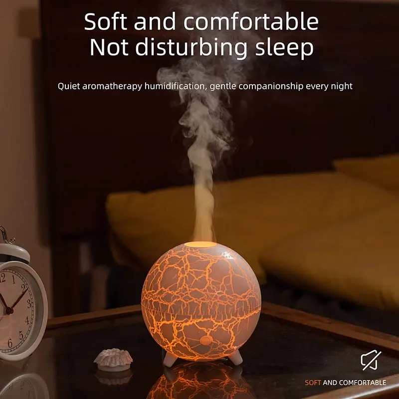 Colorful Ultrasonic Aromatherapy Humidifier with Crackling Flame Effect