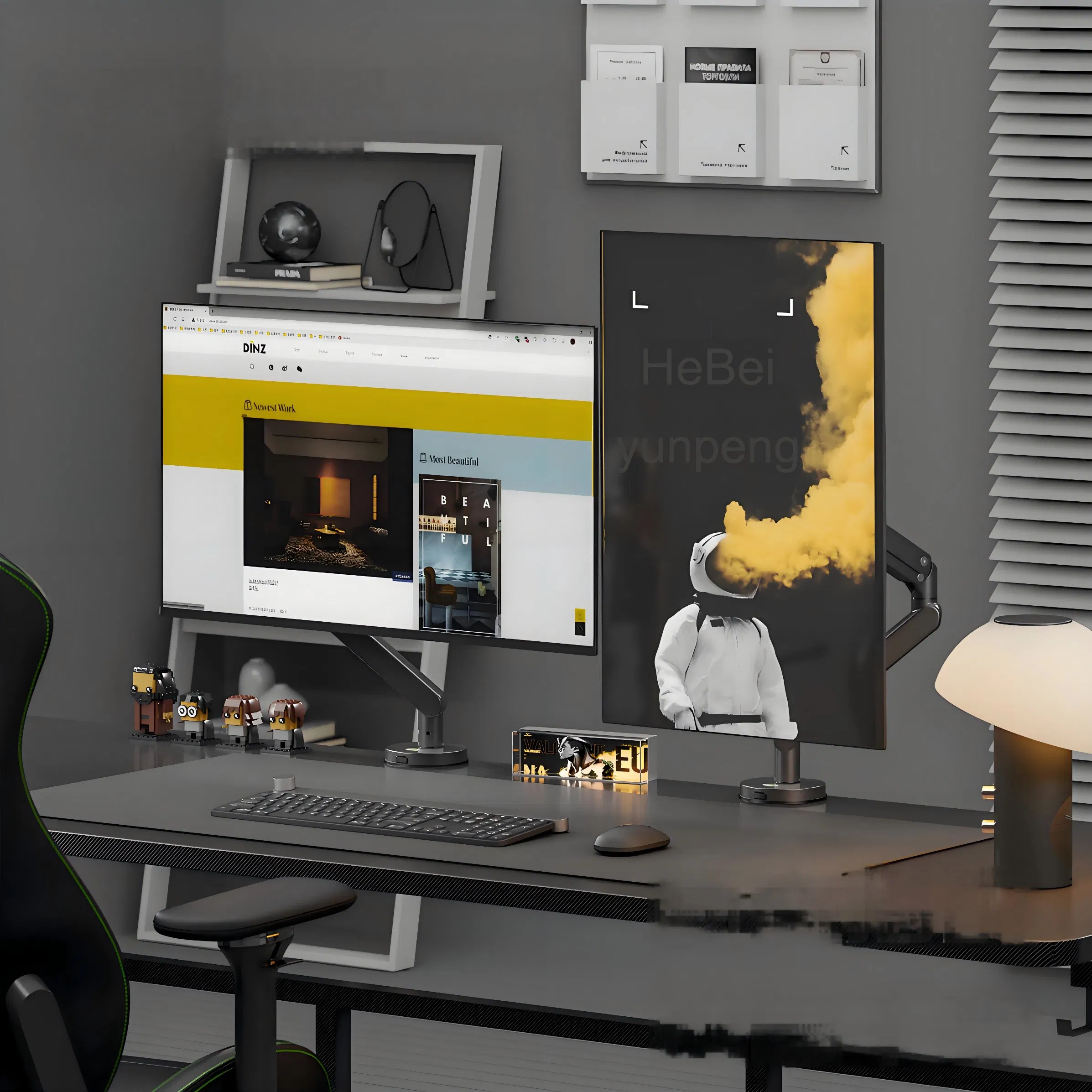 Factory OEM ODM Desktop Stand LCD Dual Arm Monitor Stand Mount Max Vesa100*100 Max 9kgs Office Computer Screen Bracket White Aluminum