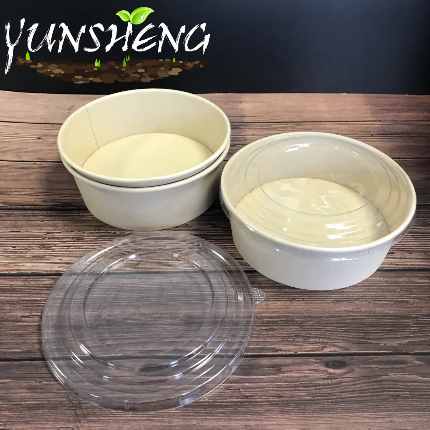 Disposable Compostable Salad Bowl Kraft Paper Bowl with Lid