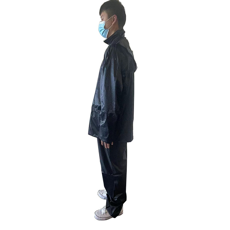 OEM New Design Black Waterproof Raincoat Men Rain Coat Jacket Hooded