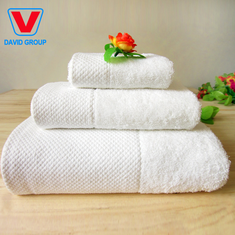 100% Cotton White Customized Size Bath Face Hand Towel Set