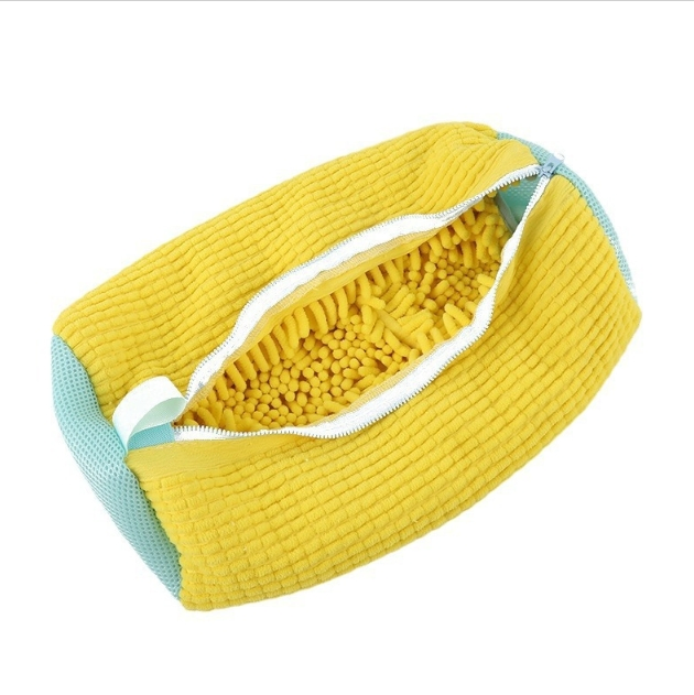 Customizable Reusable Shoe Washing Bag with Chenille Inner Lining Durable Shoe Cleaning Bag for Laundry and Travel