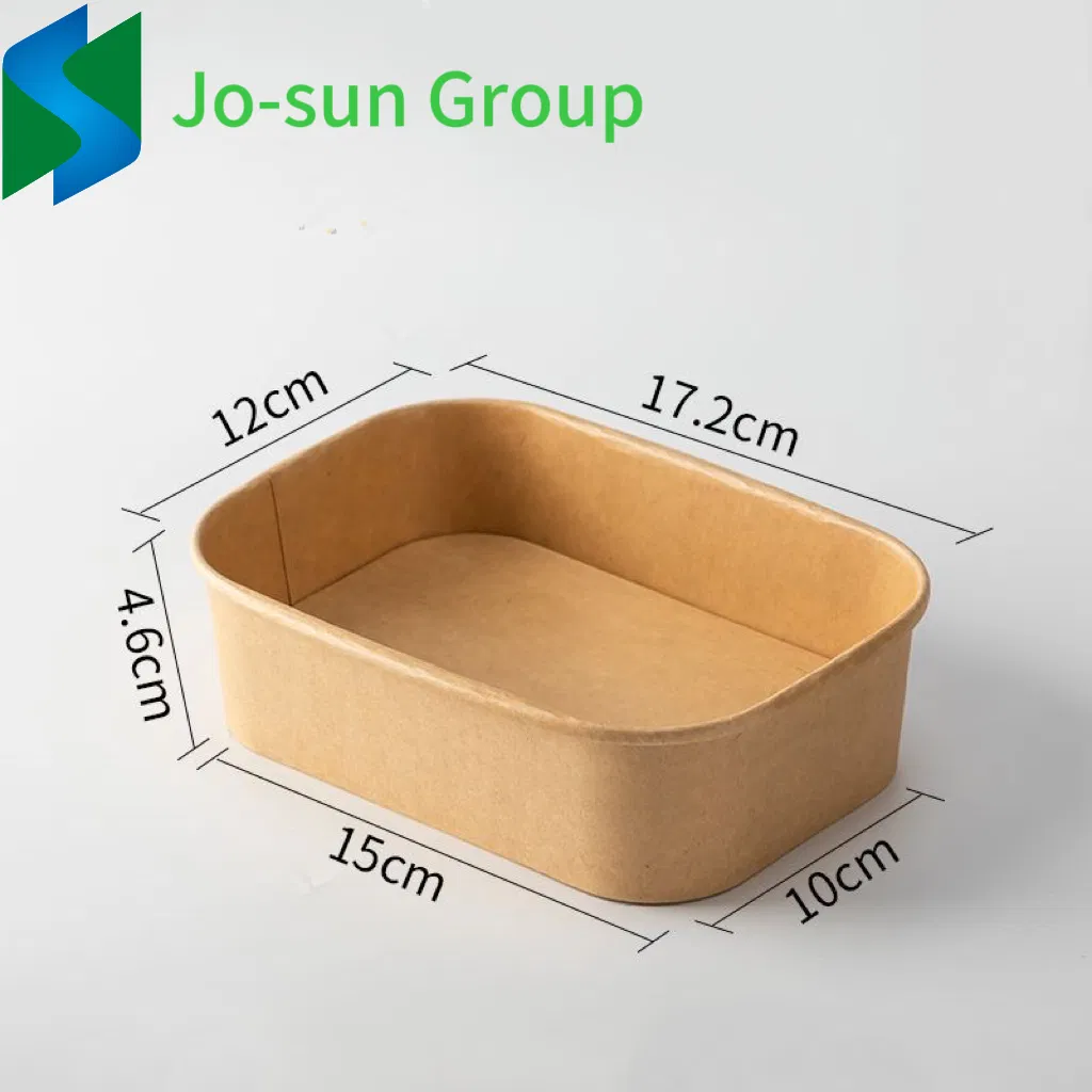 Hot Sale Food Grade Disposable Takeaway Fast Food Container Kraft Paper Rectangular Bowl