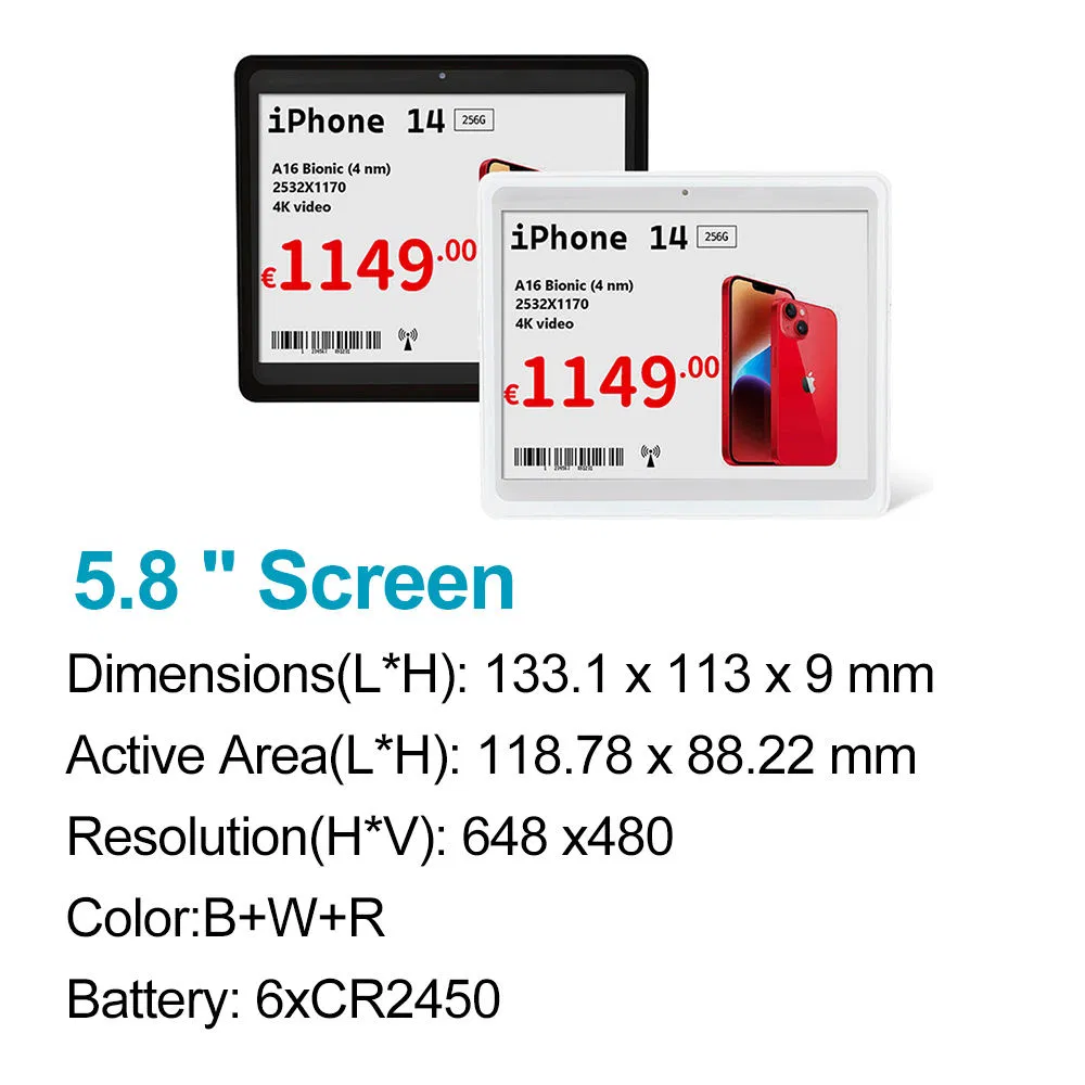 Custom Electronic Ink Screen Polygon E-Ink Display Screen1.54 2.66 5.8 4.2 4.3 Inch Electronic Shelf Label for Supermarket Digital Price Display Timely Action