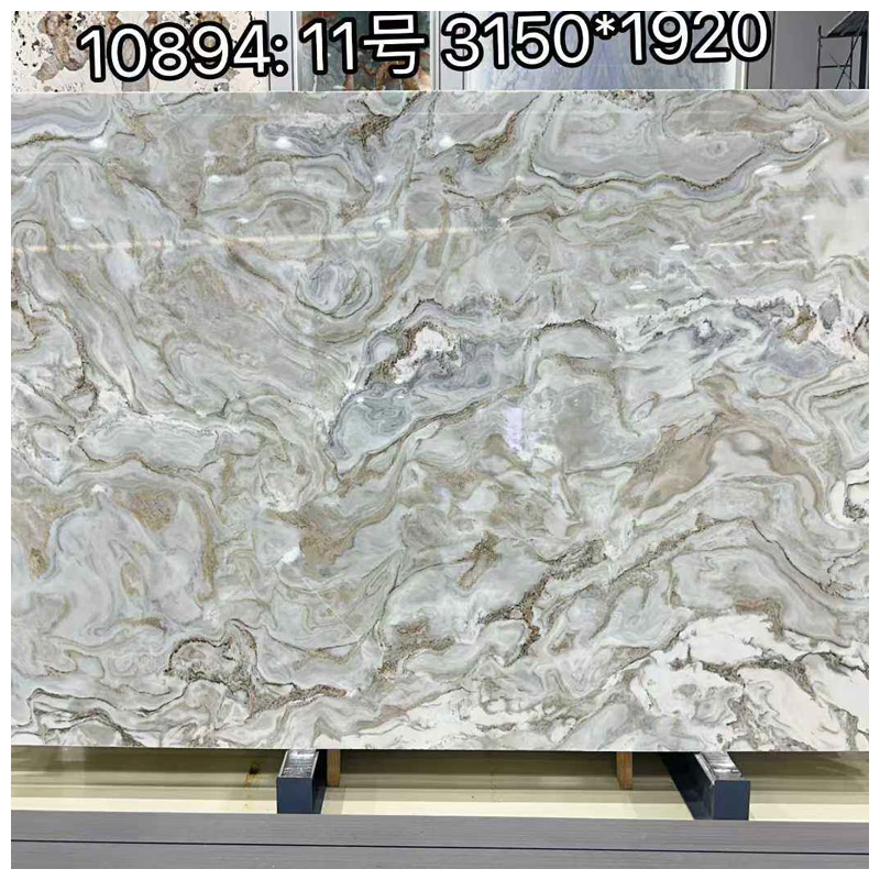 Brazilian Exotic White Avalanche Quartzite Slabs for Countertops