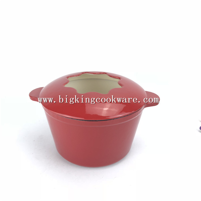 Stovetop Fondue Set Enameled Cast Iron Pot Chocolate Cheese Forks