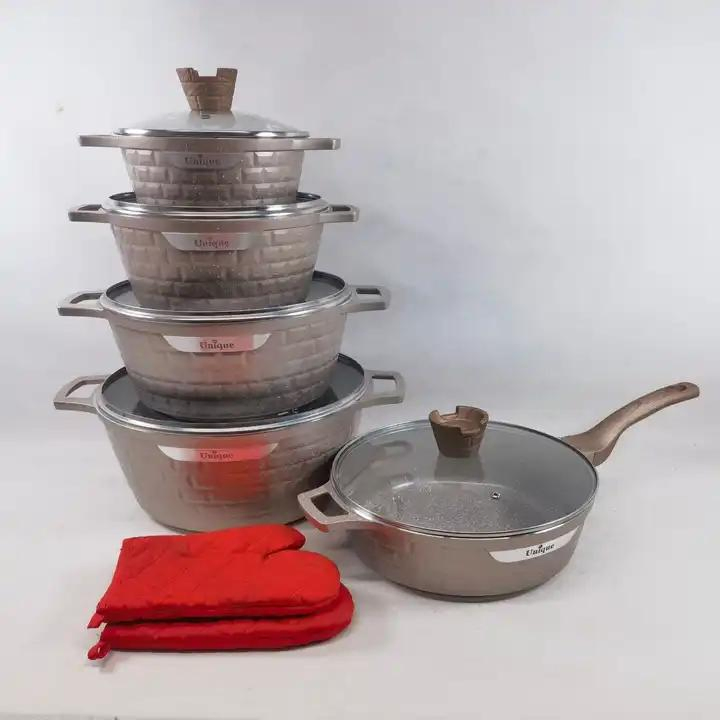 New Fashion 12 PCS High Quality Non-Stick Kitchen Ware Set Granite Manufacturer Fry Pan Cooking Pot