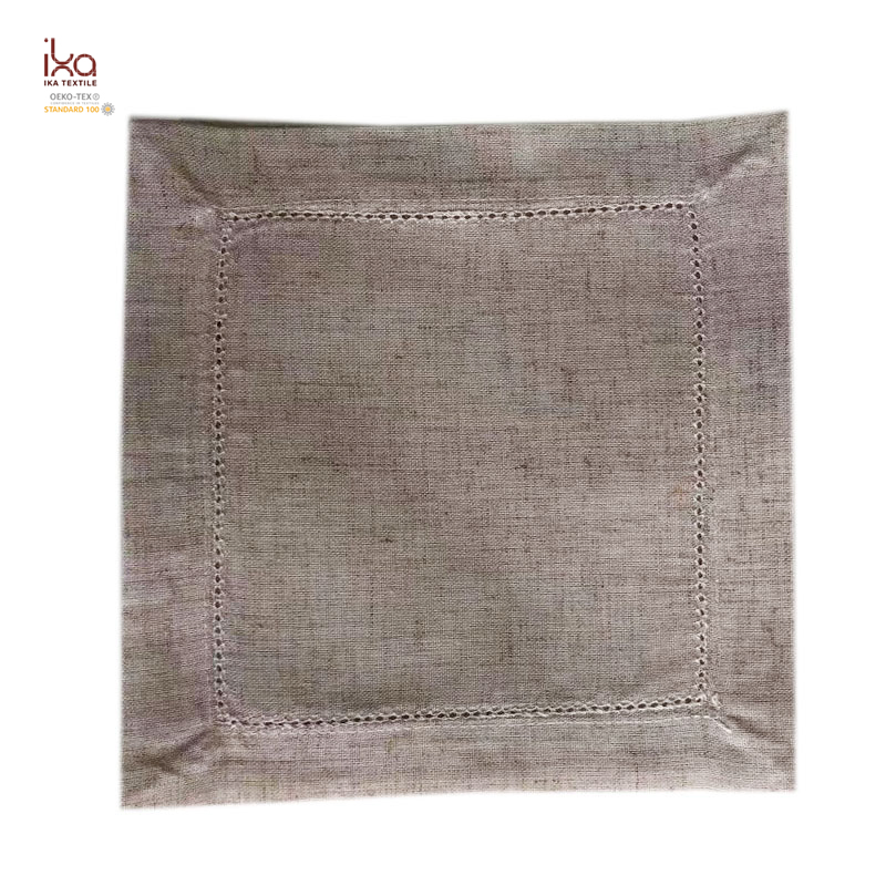 Restaurant Party Table Decorative Personalized Custom Wholesale Hemstitch White Embroidered Pure Linen Square Cocktail Napkins with Logo
