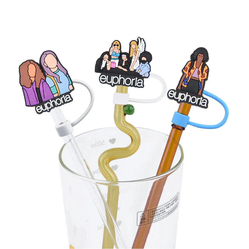 Custom Ins Mexican Food Straw Topper PVC Hello Kitty Bad Bunny Concha Straw Charm Tips Toppers Cartoon Topper Silicone Covers