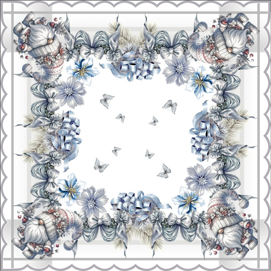 Science Fiction Style Silver Santa Gnome Digital Printing Tablecloth