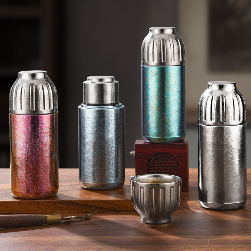 Pure Titanium Insulated Water Bottle Thermal Cup with Magnetic Cover