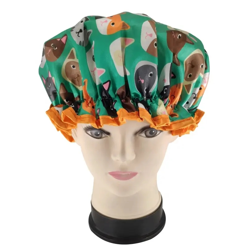 Factorydirect High Quality Cartoon Shower Caps Cats Shower Cap