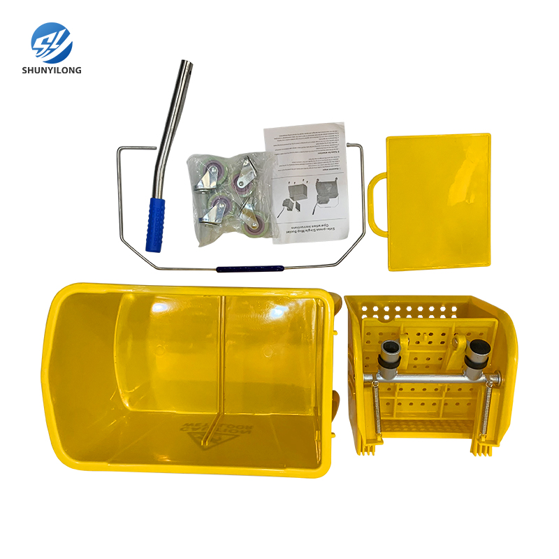 Factory Wholesale 24L Plastic Yellow Wringer Mop Bucket