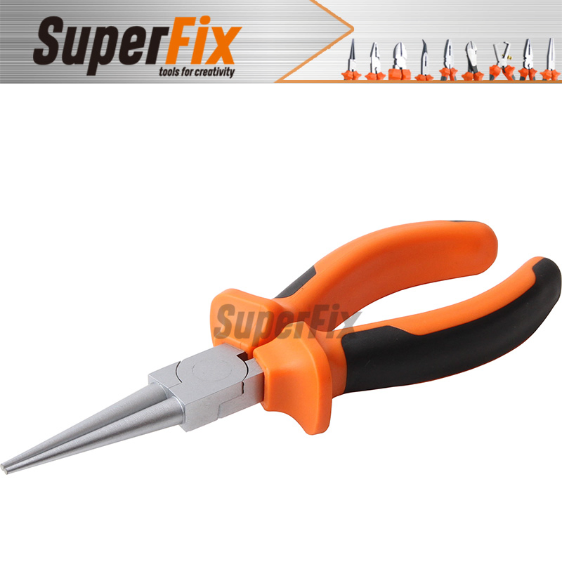 Alicate Professional Plier with PVC Handle, Polish Finish, Carbon Steel, Funcitonal/Cutting/Twisting/Clamping, Long Nose Pliers