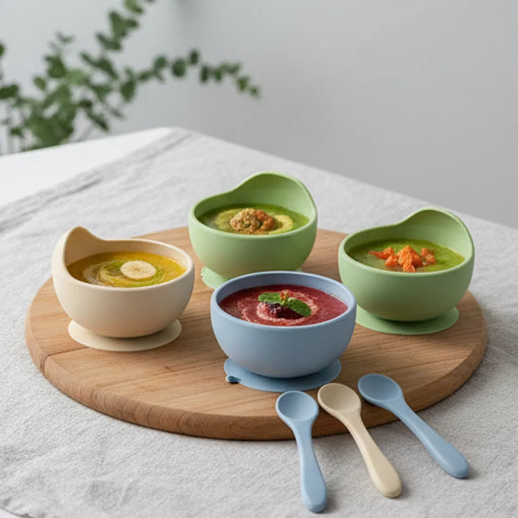 Colorful and Adorable Silicone Bowl for Little Children Kitchenware Baby Food Grade Silicone Bowl Baby Feeding Bowl
