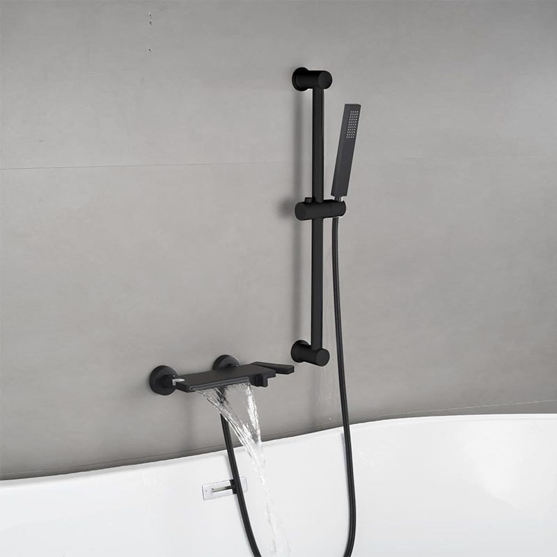 Bathroom Wall Mounted Waterfall Bathtub Faucet Set with Sliding Bar